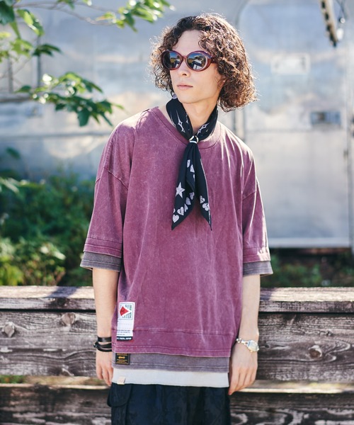 glamb（グラム）の「Tri Layered Cutsew / トライレイヤードカットソー（Tシャツ/カットソー・メンズ・ブラック/ネイビー/レッド・S/M/L）」の21枚目の写真