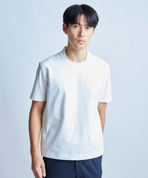 UNION STATION(ユニオンステーション)の「クルーネックテイラーTシャツ〈ストレッチ・マシンウォッシャブル・防臭・接触冷感〉(Tシャツ/カットソー・メンズ・ブラック/グレイッシュベージュ/ホワイト/ネイビー・LL/L/M/S)」の5枚目の写真
