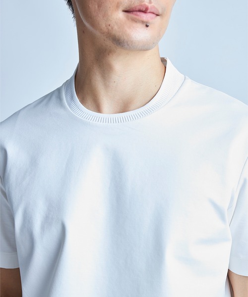 UNION STATION(ユニオンステーション)の「クルーネックテイラーTシャツ〈ストレッチ・マシンウォッシャブル・防臭・接触冷感〉(Tシャツ/カットソー・メンズ・ブラック/グレイッシュベージュ/ホワイト/ネイビー・LL/L/M/S)」の6枚目の写真