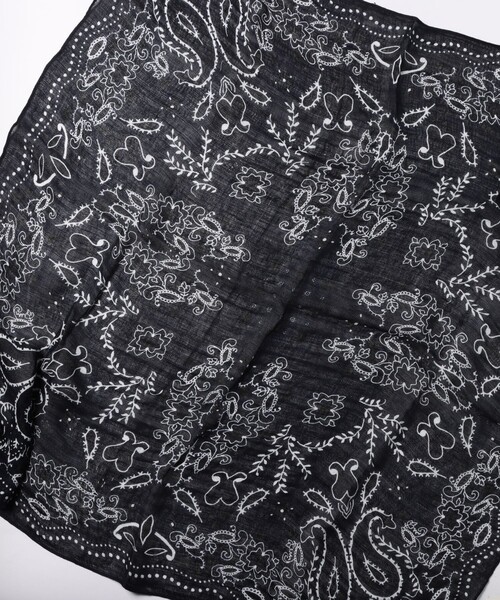 manipuri（マニプリ）の「【manipuri】＜リネンストール120＞カレイドバンダナ（ストール/ショール・レディース・ネイビー・フリー）」の5枚目の写真