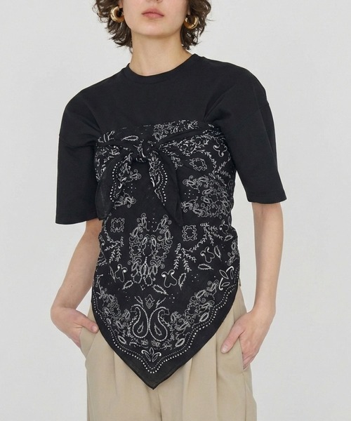 manipuri（マニプリ）の「【manipuri】＜リネンストール120＞カレイドバンダナ（ストール/ショール・レディース・ネイビー・フリー）」の2枚目の写真