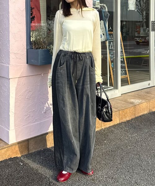 CIAOPANIC（チャオパニック）の「【cian denim/シアンデニム】切替スーパーワイドバルーンデニムパンツ（デニムパンツ・レディース・ブルー/グレー/ブラック・MEDIUM/SMALL）」の7枚目の写真