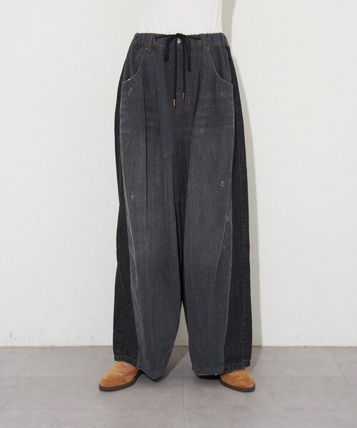 CIAOPANIC（チャオパニック）の「【cian denim/シアンデニム】切替スーパーワイドバルーンデニムパンツ（デニムパンツ・レディース・ブルー/グレー/ブラック・MEDIUM/SMALL）」の10枚目の写真
