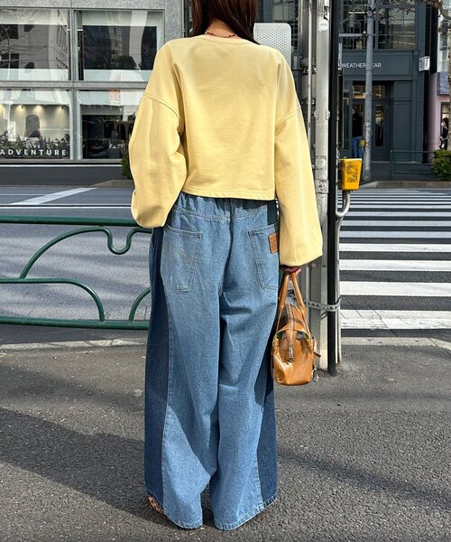 CIAOPANIC(チャオパニック)の「【cian denim/シアンデニム】切替スーパーワイドバルーンデニムパンツ(デニムパンツ・レディース・ブルー/グレー/ブラック・MEDIUM/SMALL/X-SMALL)」の4枚目の写真