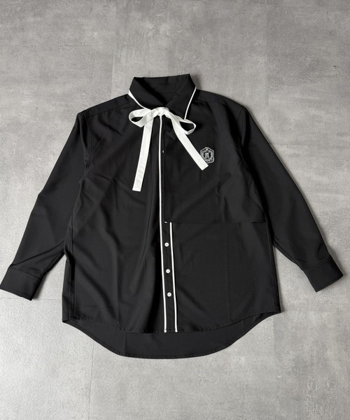 Amilige（アミリージュ）の「エンブレムワッペン刺繍リボン付きシャツ（シャツ/ブラウス・レディース・ホワイト/ブラック・FREE）」の18枚目の写真