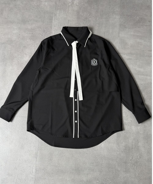 Amilige（アミリージュ）の「エンブレムワッペン刺繍リボン付きシャツ（シャツ/ブラウス・レディース・ホワイト/ブラック・FREE）」の19枚目の写真