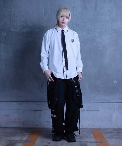 Amilige（アミリージュ）の「エンブレムワッペン刺繍リボン付きシャツ（シャツ/ブラウス・レディース・ホワイト/ブラック・FREE）」の17枚目の写真