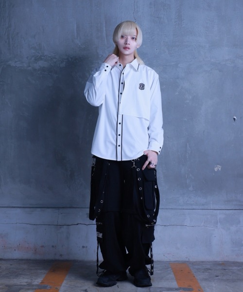 Amilige（アミリージュ）の「エンブレムワッペン刺繍リボン付きシャツ（シャツ/ブラウス・レディース・ホワイト/ブラック・FREE）」の16枚目の写真