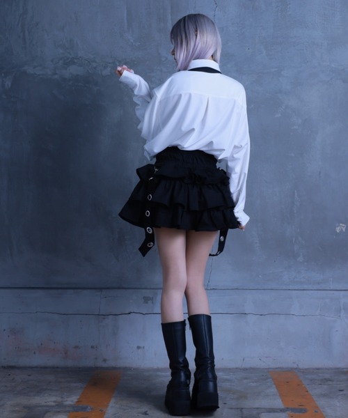 Amilige（アミリージュ）の「エンブレムワッペン刺繍リボン付きシャツ（シャツ/ブラウス・レディース・ホワイト/ブラック・FREE）」の12枚目の写真