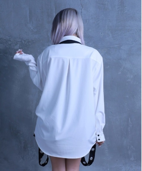 Amilige（アミリージュ）の「エンブレムワッペン刺繍リボン付きシャツ（シャツ/ブラウス・レディース・ホワイト/ブラック・FREE）」の13枚目の写真