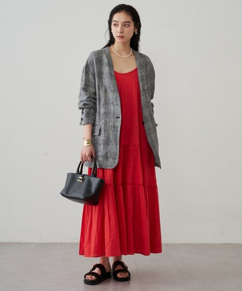 LOUNGEDRESS(ラウンジドレス)の「【INDIA】刺繍ティアードキャミワンピース(ワンピース・レディース・ブラック/レッド/オフホワイト・MEDIUM/SMALL)」の8枚目の写真