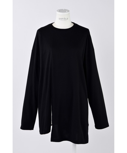 ENFOLD（エンフォルド）の「SLIT LONG-SLEEVE  T-SHIRT（Tシャツ/カットソー・レディース・ホワイト/ブラック・38）」の2枚目の写真