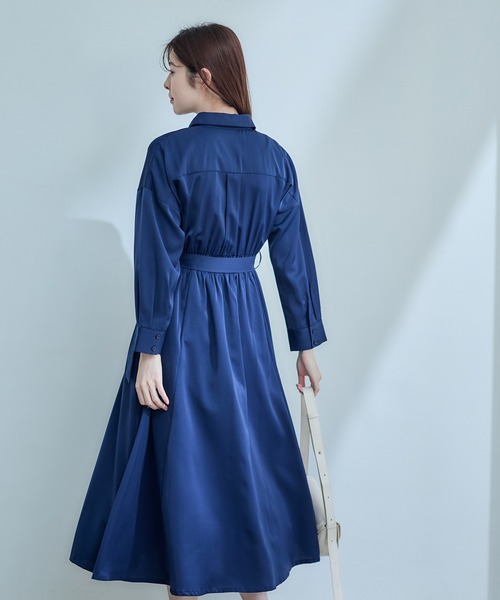 12Twelve Agenda（トゥエルブ　アジェンダ）の「フラップデザインベルト付きシャツワンピース（ワンピース・レディース・ネイビー/サックスブルー/ピンクベージュ・M）」の10枚目の写真