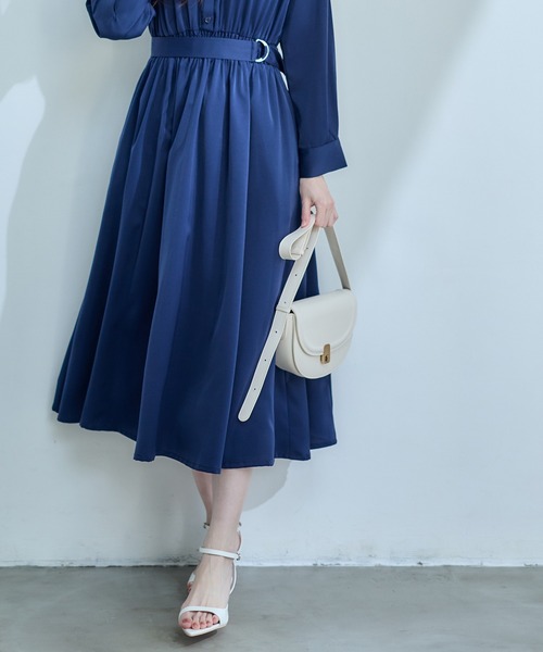 12Twelve Agenda（トゥエルブ　アジェンダ）の「フラップデザインベルト付きシャツワンピース（ワンピース・レディース・ネイビー/サックスブルー/ピンクベージュ・M）」の15枚目の写真