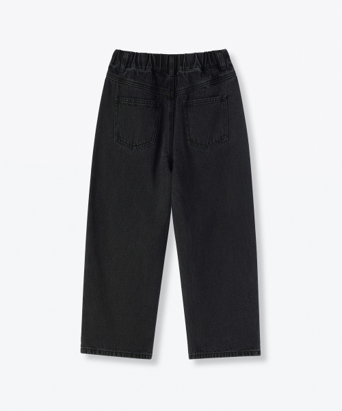MUSINSA STANDARD KIDS（ムシンサスタンダードキッズ）の「ルーズワイドバンディングデニムパンツ[ウォッシュドブラック]（デニムパンツ・レディース・その他・100）」の3枚目の写真
