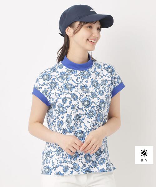 adabat（アダバット）の「UVサンフラワープリントモックT（Tシャツ/カットソー・レディース・ブルー系その他2/ピンク系/ブラック系・36/38/40/42）」の2枚目の写真