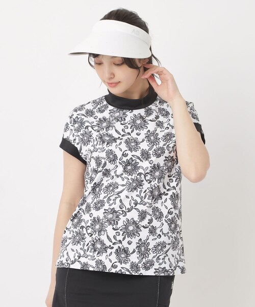 adabat（アダバット）の「UVサンフラワープリントモックT（Tシャツ/カットソー・レディース・ブルー系その他2/ピンク系/ブラック系・36/38/40/42）」の9枚目の写真