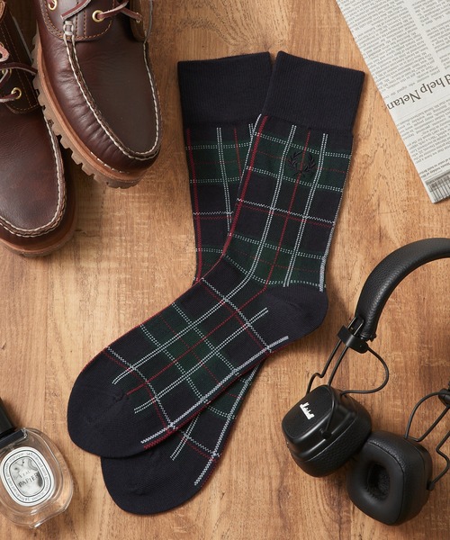 FRED PERRY(フレッドペリー)の「【FRED PERRY】TARTAN SOCK C3331/C3332/C3333/タータンソックス(ソックス/靴下・メンズ・ネイビー/ブラウン/イエロー・25-27/23-25)」の1枚目の写真