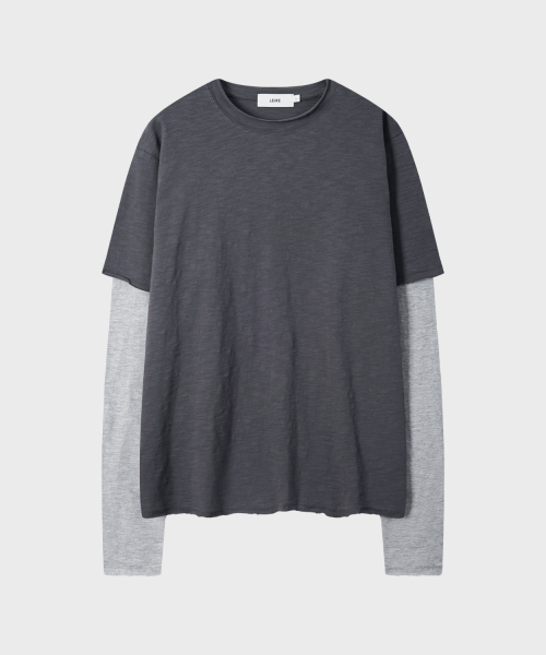 LEIRE（ルアール）の「カットオフレイヤードロングスリーブTシャツ[チャコール]（Tシャツ/カットソー・メンズ・その他・MEDIUM/LARGE/X-LARGE）」の3枚目の写真