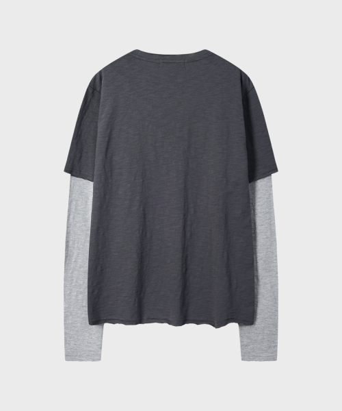 LEIRE（ルアール）の「カットオフレイヤードロングスリーブTシャツ[チャコール]（Tシャツ/カットソー・メンズ・その他・MEDIUM/LARGE/X-LARGE）」の2枚目の写真