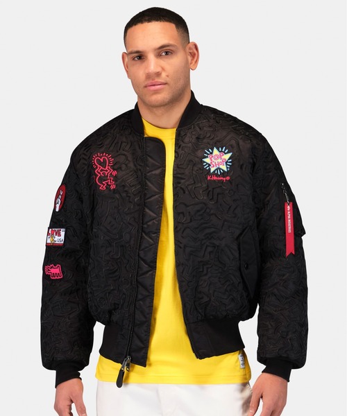 Alpha Industries（アルファインダストリーズ）の「Alpha Industries/アルファインダストリーズ/Keith Haring X Alpha MA-1 ALL OVER EMBROIDERY/キース へリング エムエーワン オール オーバー エンブロイダリー（MA-1・メンズ・ブラック・SMALL/MEDIUM/LARGE/X-LARGE）」の8枚目の写真
