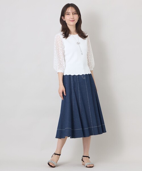 TO BE CHIC⭐︎今期ジャカードレースコンビ ニットプルオーバー セール】ジャカードレースコンビ ニットプルオーバー（Tシャツ