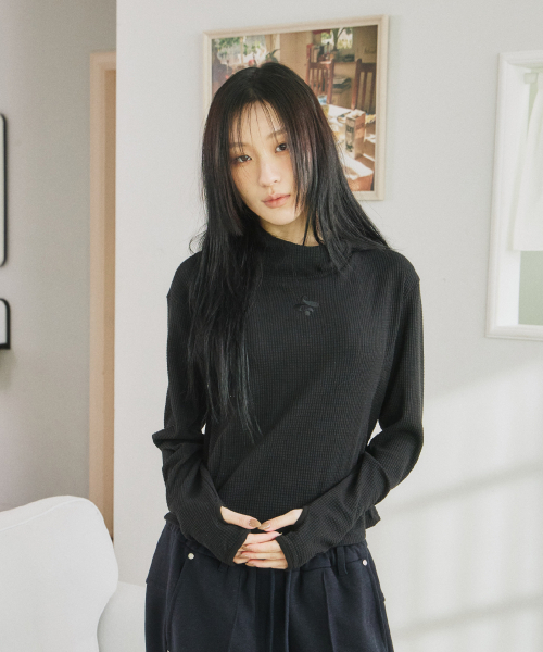 Waffle Cotton Blend Hoodie — вязаное худи, чёрное