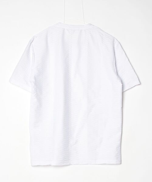 HIGH STREET（ハイストリート）の「HIGH STREET∴BURUGNOLIウェーブタッククルーネック半袖Tシャツ（Tシャツ/カットソー・メンズ・ホワイト/ブラック・M/L/LL）」の3枚目の写真