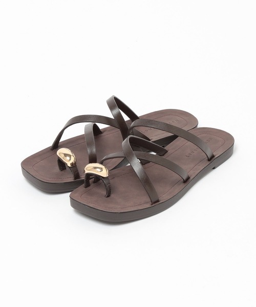 LOWRYS FARM（ローリーズファーム）の「カンドウフィットサムリングサンダル 638124（サンダル・レディース・ブラウン/アイボリー/ブラック・MEDIUM/LARGE）」の6枚目の写真