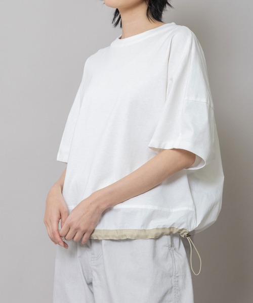 Munich(ミューニック)の「ヴィンテージジャージ×タイプライタードッキングコクーントップス(Tシャツ/カットソー・レディース・ホワイト/ボルドー/グレイッシュベージュ・FREE)」の2枚目の写真