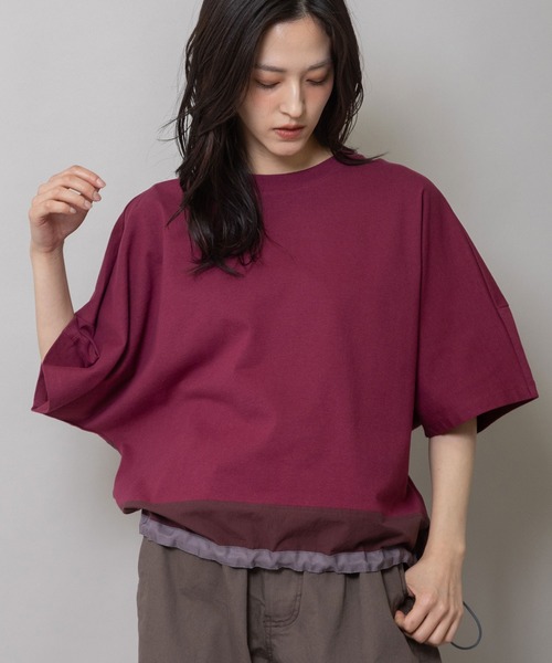 Munich(ミューニック)の「ヴィンテージジャージ×タイプライタードッキングコクーントップス(Tシャツ/カットソー・レディース・ホワイト/ボルドー/グレイッシュベージュ・FREE)」の3枚目の写真