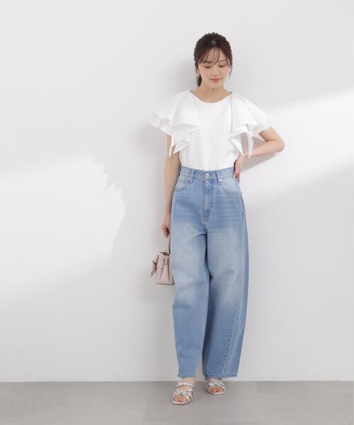 PROPORTION BODY DRESSING(プロポーションボディドレッシング)の「ボリュームラッフルスリーブニット / 1216170406(ニット/セーター・レディース・ホワイト/ネイビー/イエロー・MEDIUM/SMALL)」の6枚目の写真