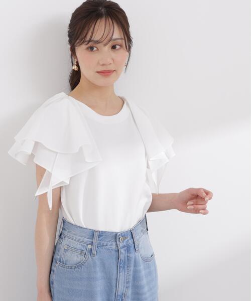 PROPORTION BODY DRESSING(プロポーションボディドレッシング)の「ボリュームラッフルスリーブニット / 1216170406(ニット/セーター・レディース・ホワイト/ネイビー/イエロー・MEDIUM/SMALL)」の7枚目の写真
