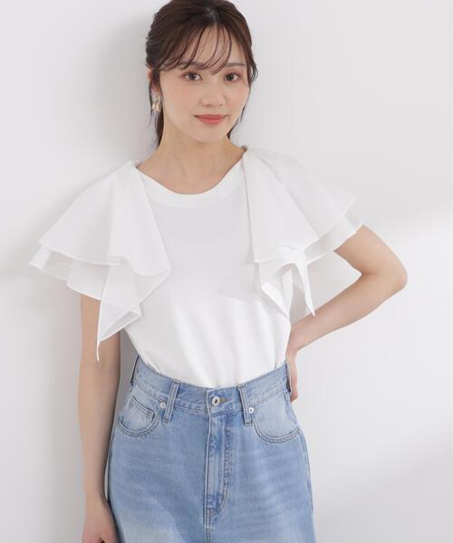 PROPORTION BODY DRESSING(プロポーションボディドレッシング)の「ボリュームラッフルスリーブニット / 1216170406(ニット/セーター・レディース・ホワイト/ネイビー/イエロー・MEDIUM/SMALL)」の8枚目の写真