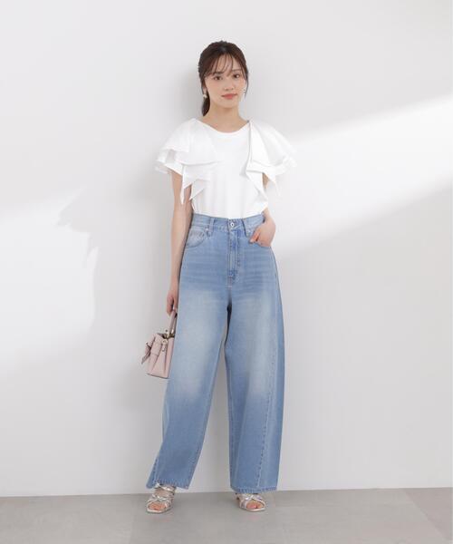PROPORTION BODY DRESSING(プロポーションボディドレッシング)の「ボリュームラッフルスリーブニット / 1216170406(ニット/セーター・レディース・ホワイト/ネイビー/イエロー・MEDIUM/SMALL)」の9枚目の写真