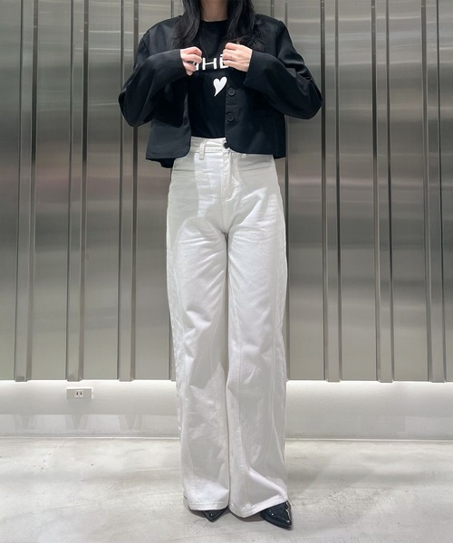 Narcissus（ナルシス）の「【Narcissus】クロップドテーラードジャケット（ノーカラージャケット・レディース・ブラック・FREE）」の2枚目の写真