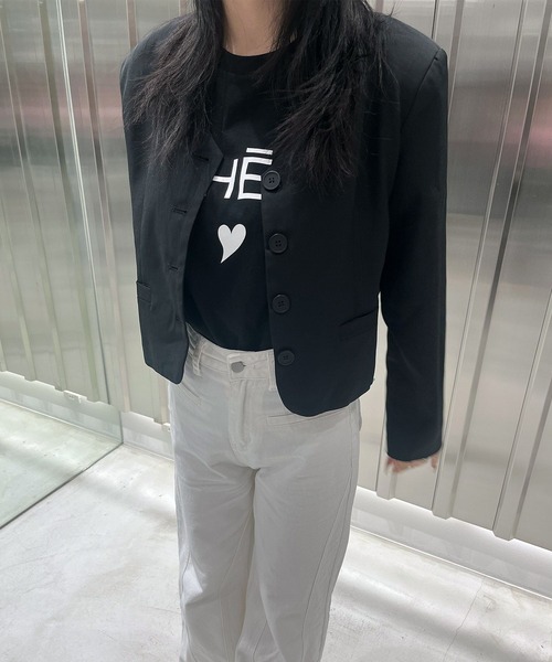 Narcissus（ナルシス）の「【Narcissus】クロップドテーラードジャケット（ノーカラージャケット・レディース・ブラック・FREE）」の3枚目の写真