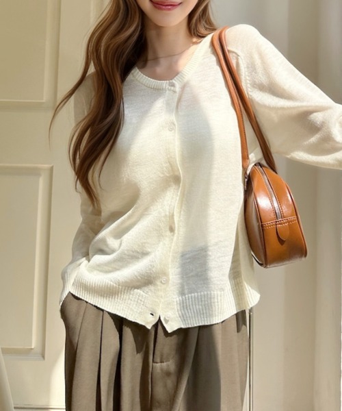 Ada.(エイダ)の「ラグラン切り替え サマーニットカーディガン(カーディガン/ボレロ・レディース・ブルー/ブラック/アイボリー・FREE)」の8枚目の写真