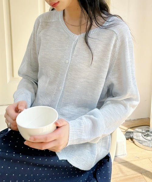Ada.(エイダ)の「ラグラン切り替え サマーニットカーディガン(カーディガン/ボレロ・レディース・ブルー/ブラック/アイボリー・FREE)」の17枚目の写真
