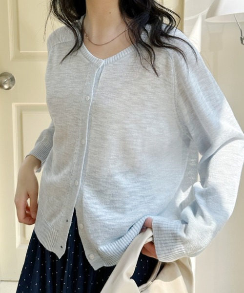 Ada.(エイダ)の「ラグラン切り替え サマーニットカーディガン(カーディガン/ボレロ・レディース・ブルー/ブラック/アイボリー・FREE)」の20枚目の写真