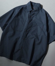 Short-Sleeve Mini-Check Shirt / ミニチェック 半袖シャツ メンズ トップス レギュラーカラー ボックスシルエット