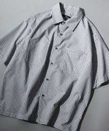 Short-Sleeve Mini-Check Shirt / ミニチェック 半袖シャツ メンズ トップス レギュラーカラー ボックスシルエット