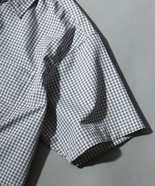 ANPAS(アンパス)の「Short-Sleeve Mini-Check Shirt / ミニチェック 半袖シャツ メンズ トップス レギュラーカラー ボックスシルエット(シャツ/ブラウス・メンズ・ネイビー/ホワイト/チャコールグレー・M/L)」の6枚目の写真