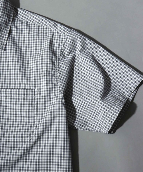 ANPAS(アンパス)の「Short-Sleeve Mini-Check Shirt / ミニチェック 半袖シャツ メンズ トップス レギュラーカラー ボックスシルエット(シャツ/ブラウス・メンズ・ネイビー/ホワイト/チャコールグレー・M/L)」の5枚目の写真