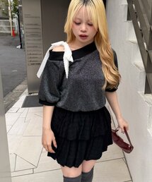 Another Branch olive des olive | 肩レースリボンキラキラプルオーバー(Tシャツ/カットソー)