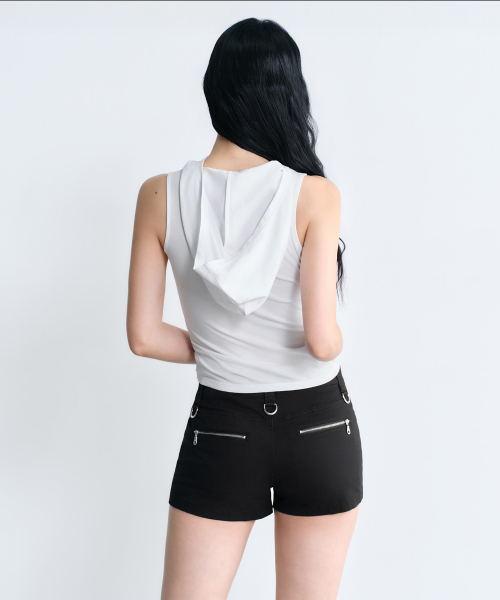 MUSINSA STANDARD WOMAN（ムシンサスタンダードウーマン）の「ウィメンズドレープフーディスリーブレストップ[ホワイト]（Tシャツ/カットソー・レディース・その他・MEDIUM/LARGE/X-SMALL/SMALL）」の4枚目の写真