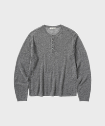 クロップヘンリーネックLSニット_MELANGE GREY