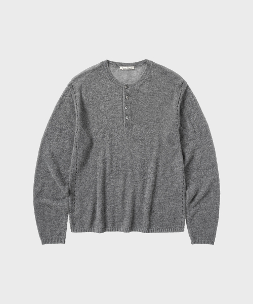 Кроп‑хенли NECK LS — меланж‑серый, длинный рукав