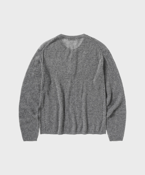 NONBLANK(ノンブランク)の「クロップヘンリーネックLSニット_MELANGE GREY(ニット/セーター・メンズ・ミックスグレー・MEDIUM/LARGE/X-LARGE)」の2枚目の写真