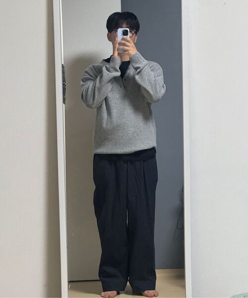 NONBLANK(ノンブランク)の「クロップヘンリーネックLSニット_MELANGE GREY(ニット/セーター・メンズ・ミックスグレー・MEDIUM/LARGE/X-LARGE)」の8枚目の写真